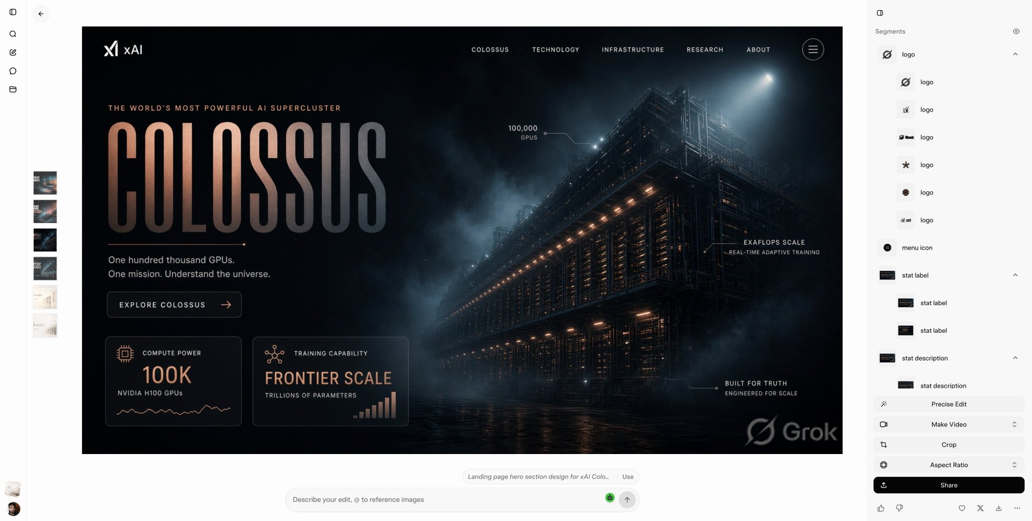 xAI Colossus：极简奢华落地页英雄图 (2/4)