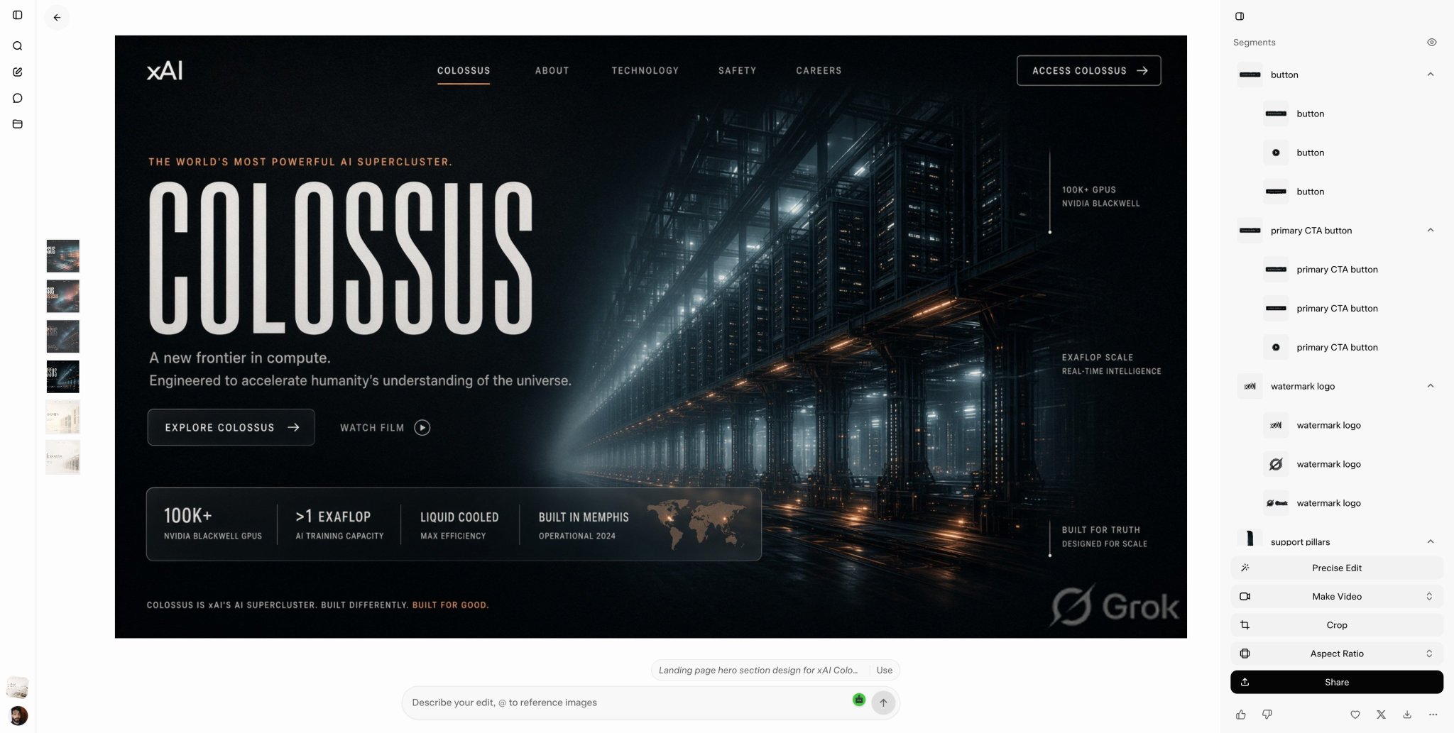 xAI Colossus：极简奢华落地页英雄图 (3/4)