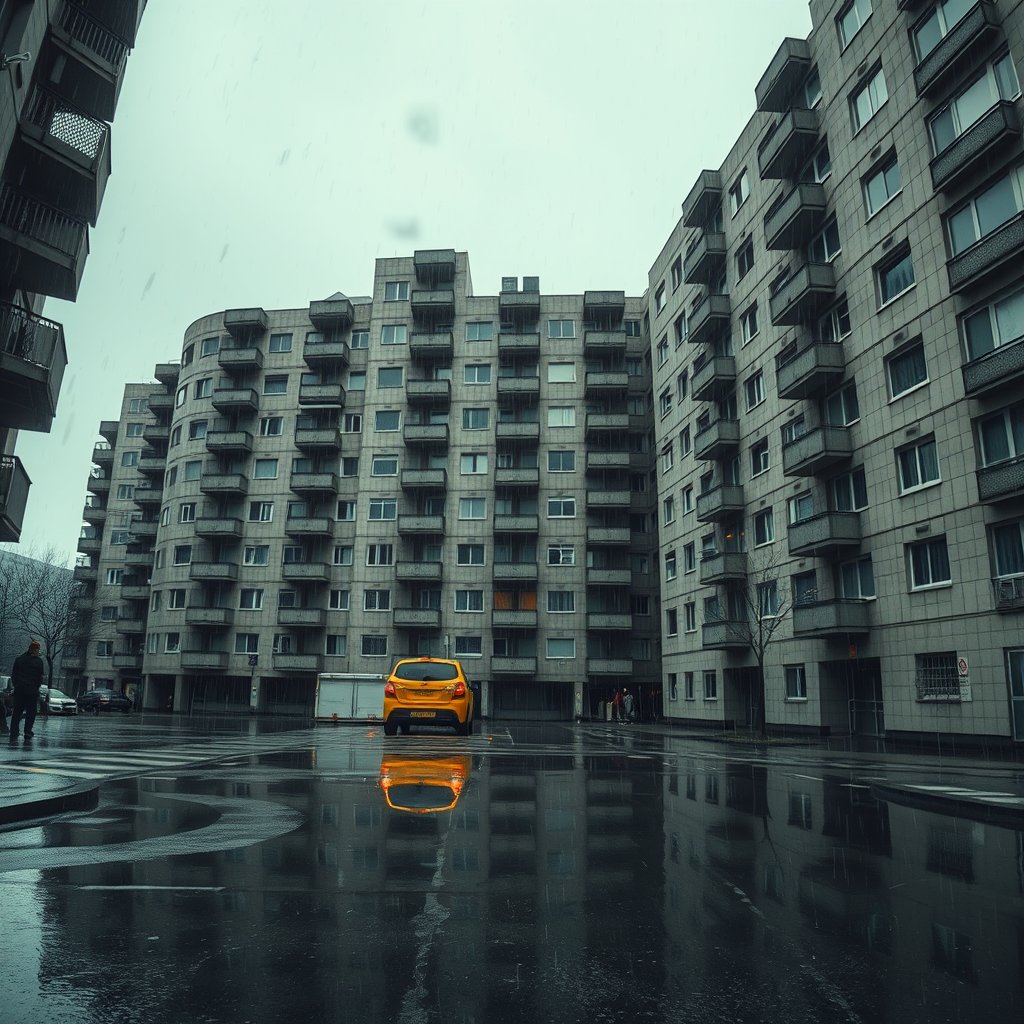 雨天粗野主义公寓楼 (1/2)